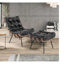 Ver imagem 3 de Kit Poltrona Costela com Puff Para Sala Couríssimo Preto