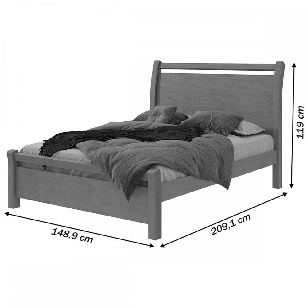 Cama de Casal Reali 100% Mdf Imbuia Clean - Móveis Lopas - 3