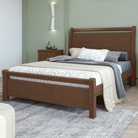 Cama de Casal Reali 100% Mdf Imbuia Clean - Móveis Lopas