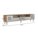 Ver imagem 3 de Rack Sala com Led 200cm X 37cm 2 Gavetas Portas e Pés Palito Cor:mel com Arenas