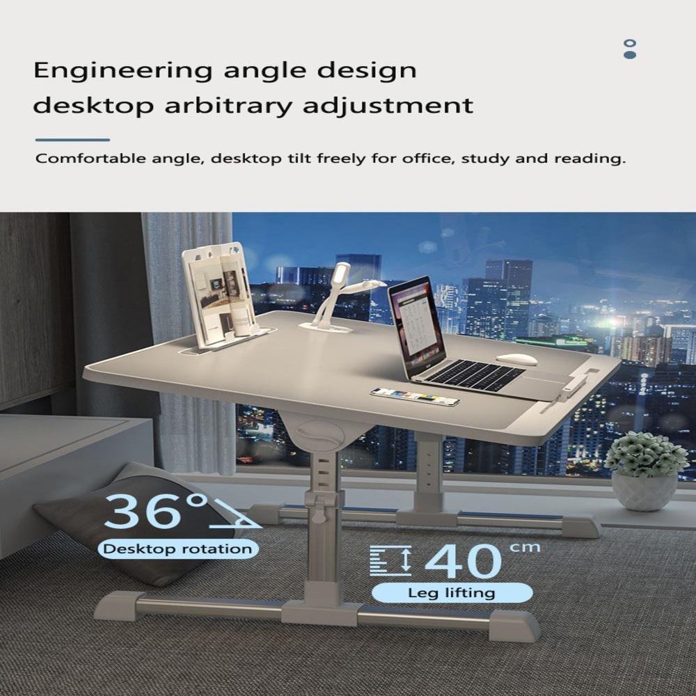 MESA NOTEBOOK DOBRAVEL SUPORTE ARTICULADO ALTURA AJUSTAVEL MESINHA ANTIDERRAPANTE COM GAVETA CINZA - 2