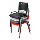 Ver imagem 4 de Kit 3 Cadeira Iso Tubo Oblongo Aço Industrial Empilhavel - Preto