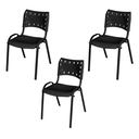 Ver imagem 1 de Kit 3 Cadeira Iso Tubo Oblongo Aço Industrial Empilhavel - Preto
