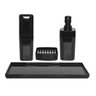 Kit Banho Dispenser Sabonete Porta Escova Saboneteira em Barra e Bandeja Splash Coza Preto - 3