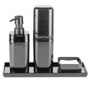 Ver imagem 1 de Kit Banho Dispenser Sabonete Porta Escova Saboneteira em Barra e Bandeja Splash Coza Preto