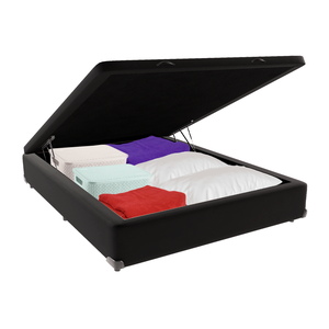 Cama Box Baú Viúvo Suede Preto