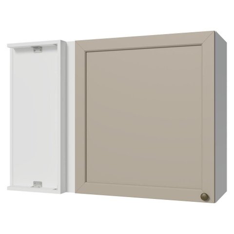 Armário Aéreo de Canto 1 Porta Branco-Crema Vik Madesa Branco-Crema