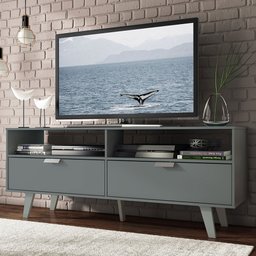 Rack para TV até 55 Polegadas Madesa Oslo com 2 Portas Cinza Cor:Cinza - 1