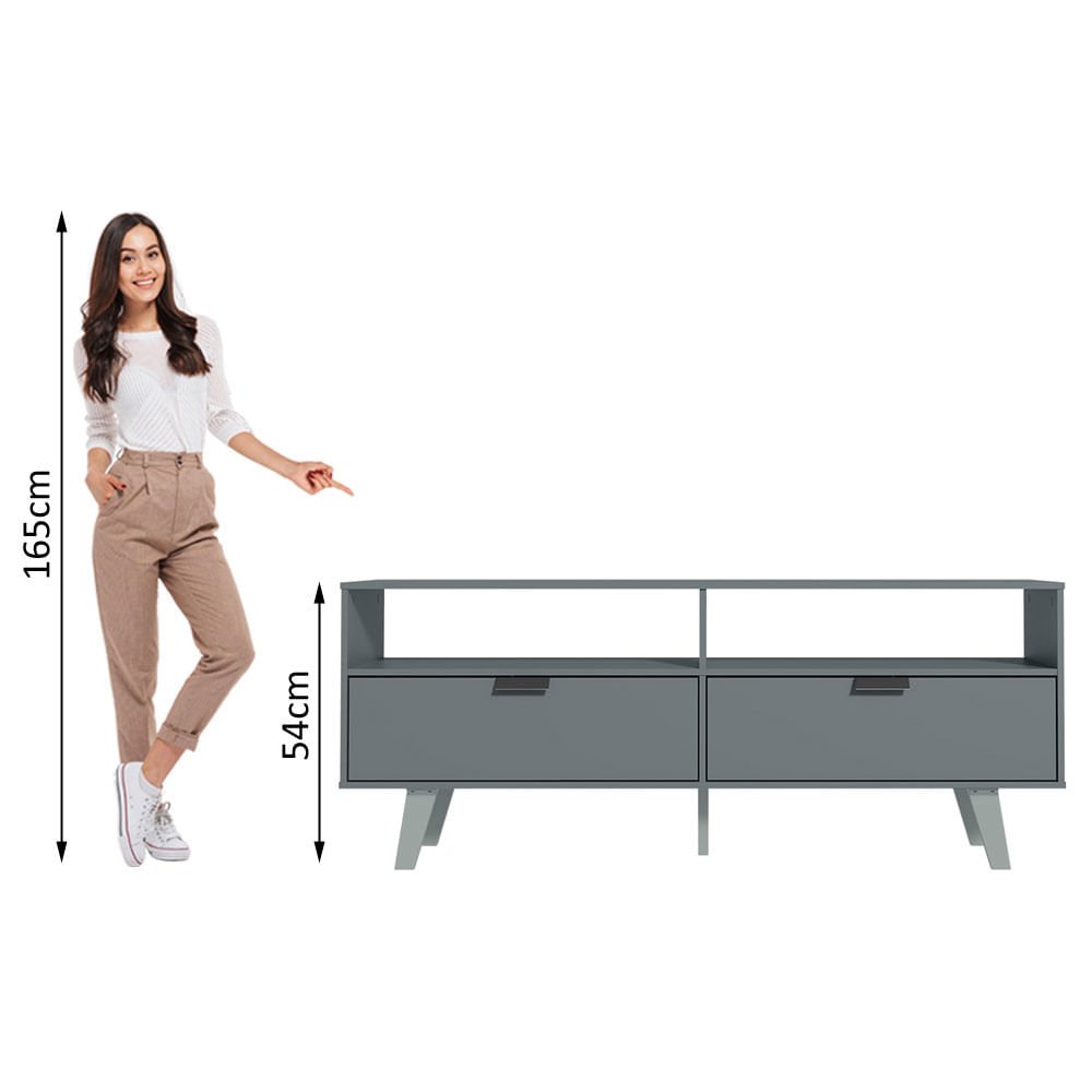 Rack para TV até 55 Polegadas Madesa Oslo com 2 Portas Cinza Cor:Cinza - 6