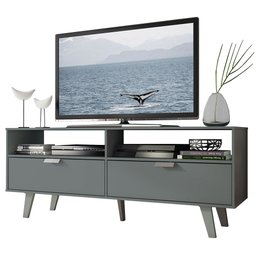 Rack para TV até 55 Polegadas Madesa Oslo com 2 Portas Cinza Cor:Cinza - 2