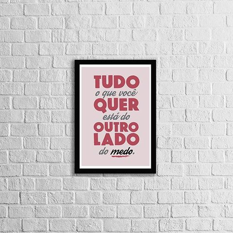 Quadro Do Outro Lado Do Medo 24x18cm - com vidro:Madeira preta