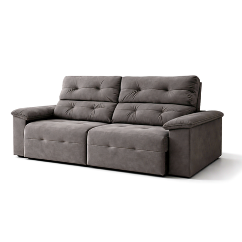 Sofá Bulgaria Retrátil e Reclinável 3 Lugares 1,90m Suede Premium American Prime:cinza