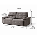 Ver imagem 5 de Sofá Bulgaria Retrátil e Reclinável 3 Lugares 1,90m Suede Premium American Prime:cinza