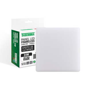 Painel de Led Taschibra Frameless Quadrado Embutir 24W Bivolt 6500K Luz Fria