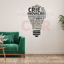 Ver imagem 1 de Adesivo de Parede Silhueta Lampada com Palavras Motivacionais - 56x1m