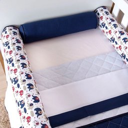 Kit de Berço Rolinho Elefante C/ Almofada Decorativa 11pçs Enxoval Bebê Azul Marinho - 2