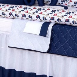 Kit de Berço Rolinho Elefante C/ Almofada Decorativa 11pçs Enxoval Bebê Azul Marinho - 4