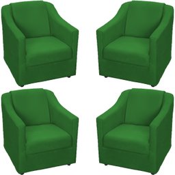 Kit 4 Poltronas Decorativas para Sala de Espera Recepção Escritório Consultório Suede - 1