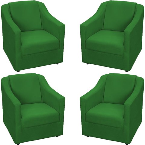 Kit 4 Poltronas Decorativas para Sala de Espera Recepção Escritório Consultório Suede