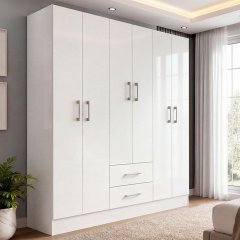 Guarda-Roupas Essence 6 Portas 2 Gavetas - Branco Yescasa