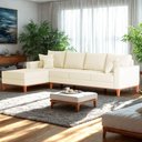 Ver imagem 2 de Sofá 4 Lugares Beny com Chaise Esquerdo Corino Bege