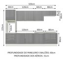 Ver imagem 4 de Armário de Cozinha Planejada 320cm Branco/Cinza Lux Madesa 04