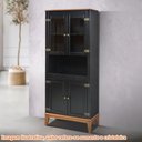 Ver imagem 2 de Cristaleira Malu 4 Portas Cor Preto com Base Amendoa 180 Cm - 62802