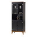 Ver imagem 1 de Cristaleira Malu 4 Portas Cor Preto com Base Amendoa 180 Cm - 62802
