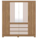 Ver imagem 5 de Guarda Roupa Casal 4 Portas 6 Gavetas Cadis D02 Amendola/Off White - Mpozenato