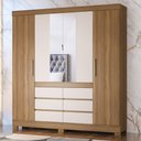 Ver imagem 2 de Guarda Roupa Casal 4 Portas 6 Gavetas Cadis D02 Amendola/Off White - Mpozenato