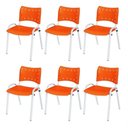 Ver imagem 1 de Cadeira Iso Base Branco Igreja, Escola, Escritório - Laranja Kit 6 Peças