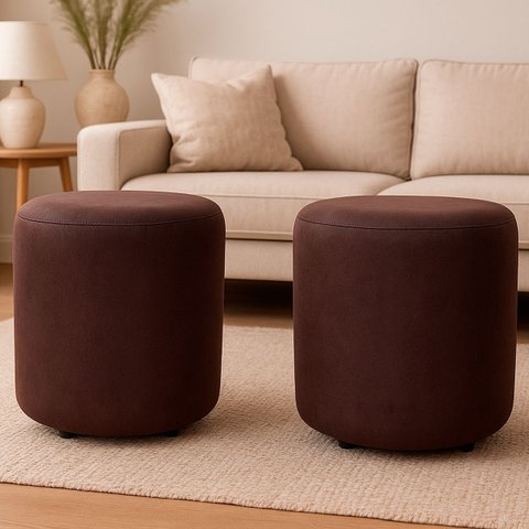 Kit 2 Puff Banqueta Banco Redondo Puffe para Quarto e Sala Salão Recepção Decorativo