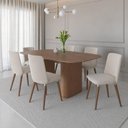 Ver imagem 1 de Conjunto de Jantar Mesa Lintz Canella 6 Cadeiras Dakota - Linho Off White - Linked 02