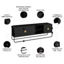 Ver imagem 3 de Rack Bancada Tv 70 Pol 180cm 2 Portas Mario Nero/preto A10 - Mpozenato