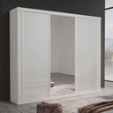 Ver imagem 1 de Guarda Roupa Casal Theo 3 Portas de Correr 6 Gavetas MDF com Espelho Branco Bom Pastor Móveis