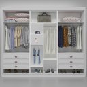 Ver imagem 3 de Guarda Roupa Casal Theo 3 Portas de Correr 6 Gavetas MDF com Espelho Branco Bom Pastor Móveis