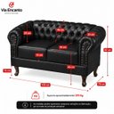 Ver imagem 5 de Namoradeira Chesterfield Duque 2 Lugares em Veludo Preto
