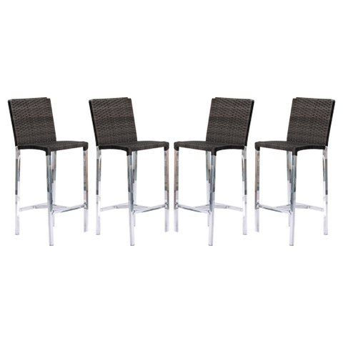 Kit com 4 Banquetas Altas Jardim em Alumínio e Fibra Tabaco