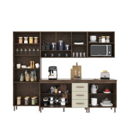 Cozinha Modulada Completa Fidelitá Lisboa 5 Peças 260cm 13 Portas 3 Gavetas com Tampo - 2