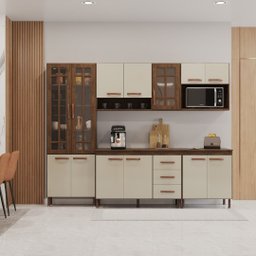 Cozinha Modulada Completa Fidelitá Lisboa 5 Peças 260cm 13 Portas 3 Gavetas com Tampo - 1