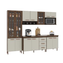 Cozinha Modulada Completa Fidelitá Lisboa 5 Peças 260cm 13 Portas 3 Gavetas com Tampo - 3