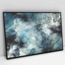 Ver imagem 1 de Quadro Decorativo em Canvas Abstrato Mármore Azul - Moldura Preta - 120 x 80cm
