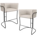Ver imagem 1 de Kit 02 Banquetas Baixa Base de Aço Preto Betina D02 Linho Cru D-461- Lyam Decor