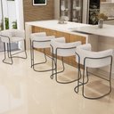Ver imagem 2 de Kit 02 Banquetas Baixa Base de Aço Preto Betina D02 Linho Cru D-461- Lyam Decor