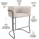 Ver imagem 5 de Kit 02 Banquetas Baixa Base de Aço Preto Betina D02 Linho Cru D-461- Lyam Decor