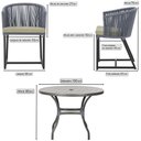 Ver imagem 2 de Mesa com 4 Cadeiras de Jantar Roma 100cm e Noronha em Aluminío Preto Corda Nautica Estofado 7 Trama