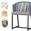 Ver imagem 4 de Mesa com 4 Cadeiras de Jantar Roma 100cm e Noronha em Aluminío Preto Corda Nautica Estofado 7 Trama