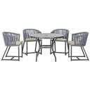 Ver imagem 1 de Mesa com 4 Cadeiras de Jantar Roma 100cm e Noronha em Aluminío Preto Corda Nautica Estofado 7 Trama
