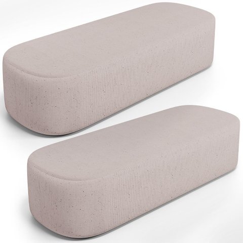 Kit 02 Puffs Decorativos Orgânicos para Living Quarto 140cm Doha W01 Linho Bege - Lyam Decor