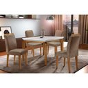 Ver imagem 1 de Conjunto: Mesa Sala Jantar Londrina Tampo Madeirado c/ Vidro 120cm + 4 Cadeiras Athenas Imbuia/